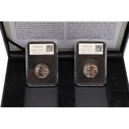 1627 - A COLLECTION OF RECENT ROYAL MINT FIFTY PENCE ISSUES. A collection including a cased pair of 2018 Pa... 