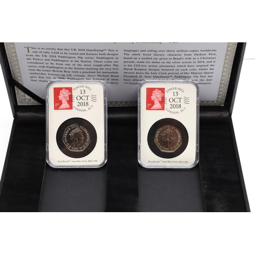 1627 - A COLLECTION OF RECENT ROYAL MINT FIFTY PENCE ISSUES. A collection including a cased pair of 2018 Pa... 