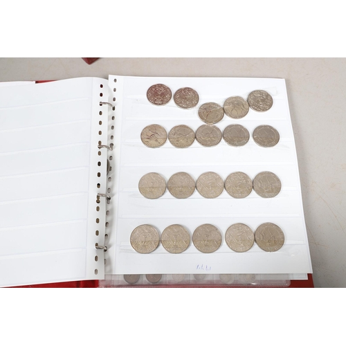 1628 - AN ALBUM OF COINS COMPRISING SOUVENIR CROWNS, FARTHINGS AND FIVE POUND COINS. An album containing Si... 