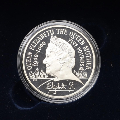 1646 - A ROYAL MINT QUEEN MOTHER SILVER CROWN. A 2000 Queen Elizabeth the Queen Mother centenary year silve... 