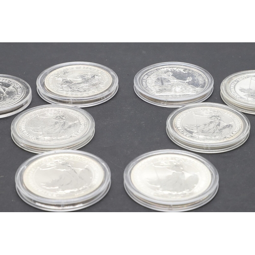 1647 - A COLLECTION OF EIGHT SILVER BRITANNIA COINS, 1998 AND LATER. A collection of eight Elizabeth II sil... 