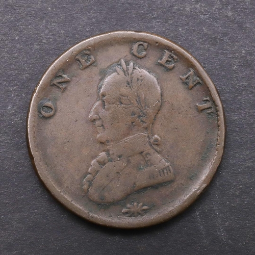 1652 - AN AMERICAN 'DOUBLE HEADED' CENT. A double headed cent, obverse with laureate bust in uniform beneat... 