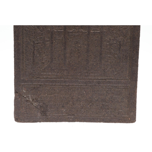 1660 - A CHINESE TEA BRICK OF THE TYPE USED AS CURRENCY. A late 19th century Chinese tea brick with a templ... 