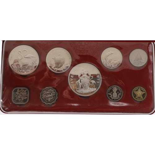 1663 - TWO SEYCHELLES 1976 YEAR SETS, SIMILAR BAHAMAS SET AND OTHERS. A Franklin Mint Commonwealth of the B... 