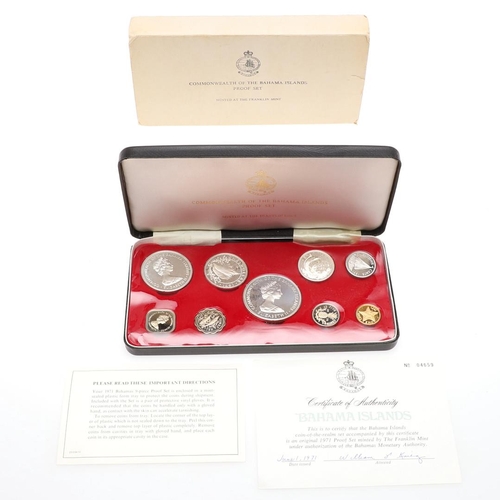 1666 - THREE BAHAMAS AND A BARBADOS PROOF COIN SET 1971, 1973 AND 1974. Bahamas proof coin sets for 1971, 1... 