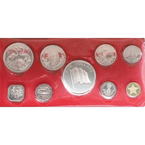 1666 - THREE BAHAMAS AND A BARBADOS PROOF COIN SET 1971, 1973 AND 1974. Bahamas proof coin sets for 1971, 1... 