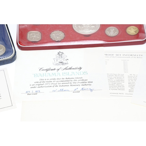 1666 - THREE BAHAMAS AND A BARBADOS PROOF COIN SET 1971, 1973 AND 1974. Bahamas proof coin sets for 1971, 1... 