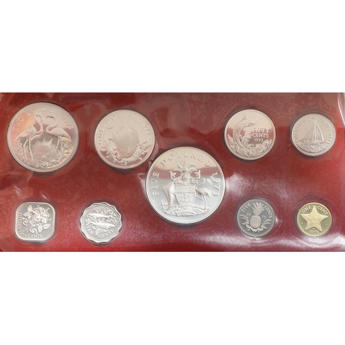 1666 - THREE BAHAMAS AND A BARBADOS PROOF COIN SET 1971, 1973 AND 1974. Bahamas proof coin sets for 1971, 1... 