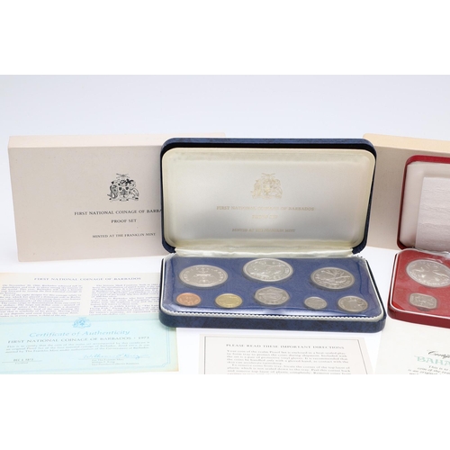 1666 - THREE BAHAMAS AND A BARBADOS PROOF COIN SET 1971, 1973 AND 1974. Bahamas proof coin sets for 1971, 1... 