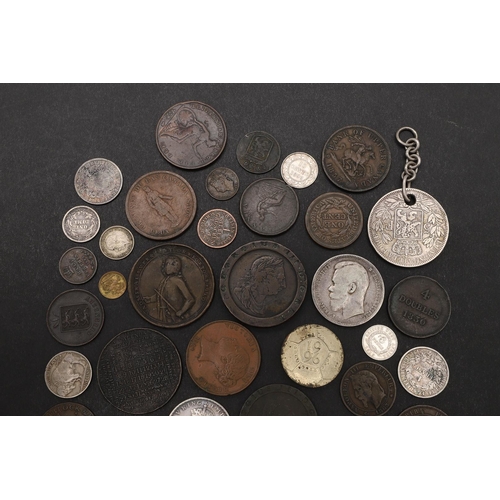 1694 - A MIXED COLLECTION OF WORLD COINS TO INCLUDE AN 1849 CENT. Queen Victoria pennies for 1844 and 1854,... 