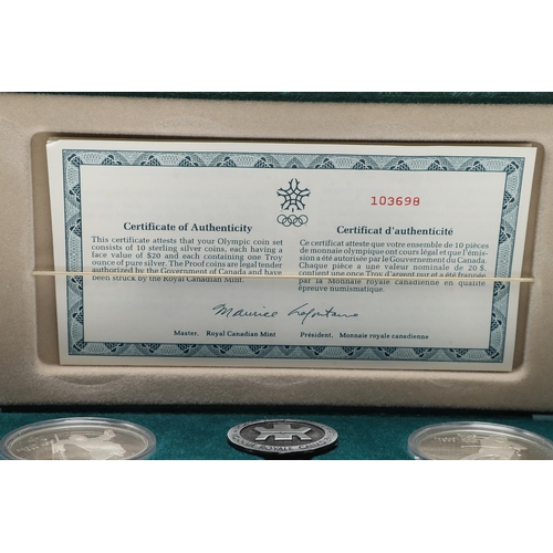 1707 - A CANADIAN OLYMPIC TEN COIN SET, 1988. A collection of ten Canadian sterling silver proof coins, 198... 