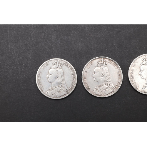 1713 - THREE QUEEN VICTORIA CROWNS, 1889, 1890 AND 1891. Queen Victoria Crowns, crowned jubilee bust l. Rev... 