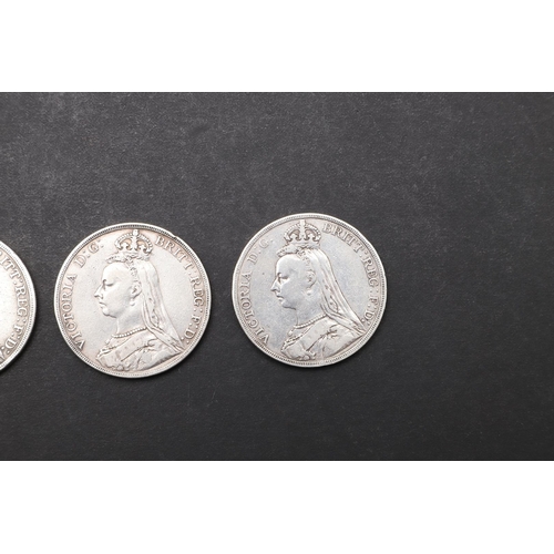 1713 - THREE QUEEN VICTORIA CROWNS, 1889, 1890 AND 1891. Queen Victoria Crowns, crowned jubilee bust l. Rev... 