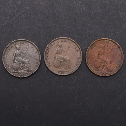 1718 - THREE WILLIAM IV PENNIES, 1831, 1834 AND 1837. William IV copper penny, bare head r. dated 1831, Rev... 