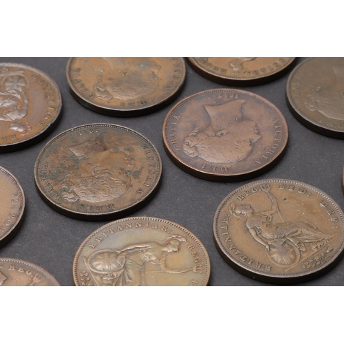 1719 - A PARTIAL DATE RUN OF EARLY VICTORIAN COPPER PENNIES, 1845 - 1859. Victorian Copper pennies, young b... 