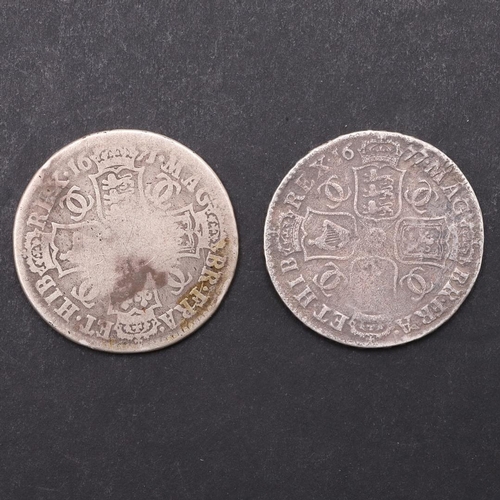 1732 - TWO CHARLES II HALFCROWNS 1671 AND LATER. A CHARLES II Halfcrown, third draped and laureate bust r. ... 