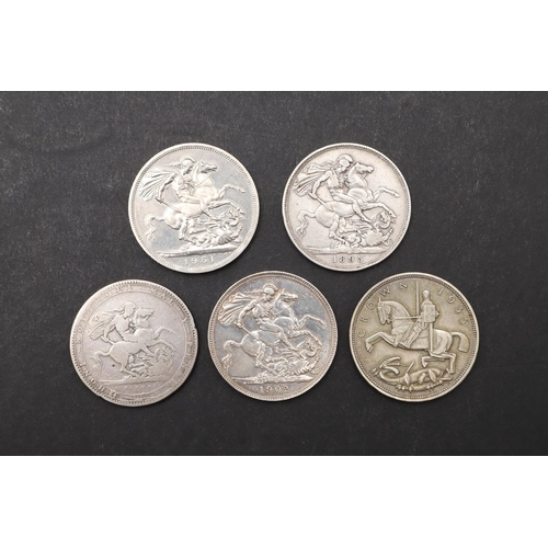 1736 - A COLLECTION OF CROWNS, GEORGE III AND LATER. A collection of five Crowns: George III 1819 (LIX), Qu... 