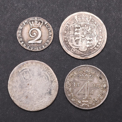 1737 - A GEORGE II MAUNDY TWO PENCE AND THREE SIMILAR. A George II two pence, laureate and draped bust r. R... 