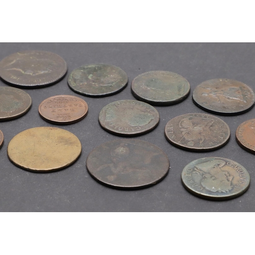 1738 - A COLLECTION OF CHARLES II AND LATER COPPER. Charles II Farthings 1672, 1674, 1675. George III Farth... 