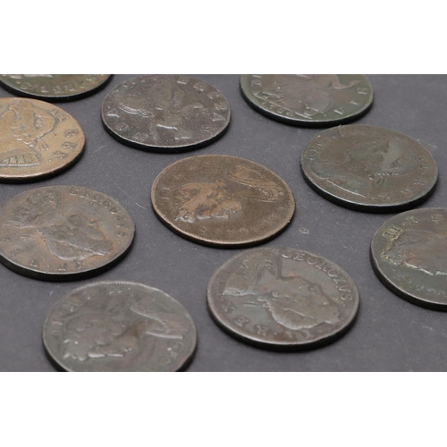 1740 - A COMPLETE RUN OF GEORGE II YOUNG BUST HALFPENCE 1729 - 1739. George II Halfpennies, young laureate ... 