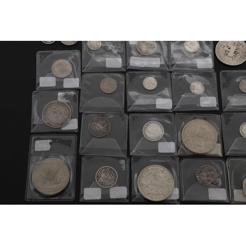 1755 - A MIXED COLLECTION OF SILVER AND OTHER COINS TO INCLUDE CROWNS. A mixed collection of coins to inclu... 