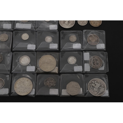 1755 - A MIXED COLLECTION OF SILVER AND OTHER COINS TO INCLUDE CROWNS. A mixed collection of coins to inclu... 