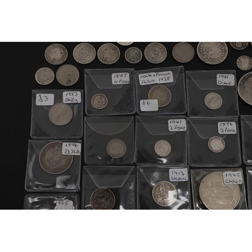 1755 - A MIXED COLLECTION OF SILVER AND OTHER COINS TO INCLUDE CROWNS. A mixed collection of coins to inclu... 