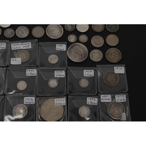 1755 - A MIXED COLLECTION OF SILVER AND OTHER COINS TO INCLUDE CROWNS. A mixed collection of coins to inclu... 