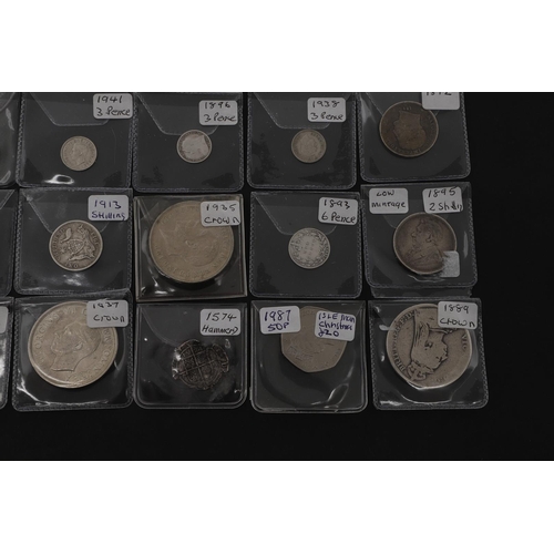 1755 - A MIXED COLLECTION OF SILVER AND OTHER COINS TO INCLUDE CROWNS. A mixed collection of coins to inclu... 