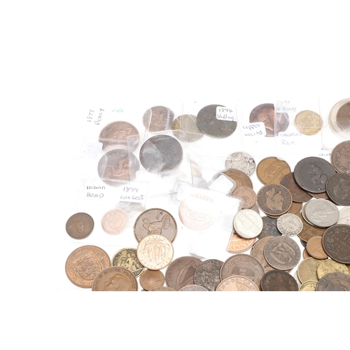 1756 - A MIXED COLLECTION OF COINS TO INCLUDE 18TH CENTURY COPPER AND OTHERS. A mixed collection of coins t... 