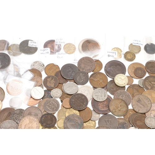 1756 - A MIXED COLLECTION OF COINS TO INCLUDE 18TH CENTURY COPPER AND OTHERS. A mixed collection of coins t... 