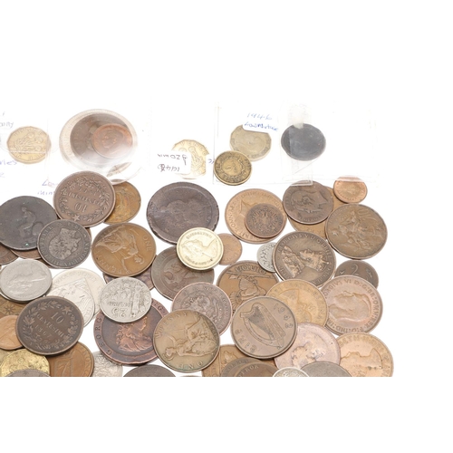 1756 - A MIXED COLLECTION OF COINS TO INCLUDE 18TH CENTURY COPPER AND OTHERS. A mixed collection of coins t... 