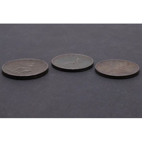 1760 - THREE GEORGE III HALFPENNIES, 1799, 1806 AND 1807. George III halfpenny. Third issue, Soho Mint, lau... 