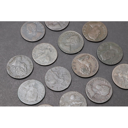 1762 - A COMPLETE DATE RUN OF GEORGE II OLD BUST HALFPENCE 1740-154. George II Halfpennies, old laureate an... 