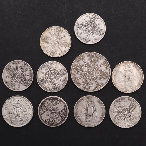 1763 - A COLLECTION OF FLORINS, 1849 AND LATER AND A DOUBLE FLORIN 1889. A Double Florin, crowned bust l. R... 