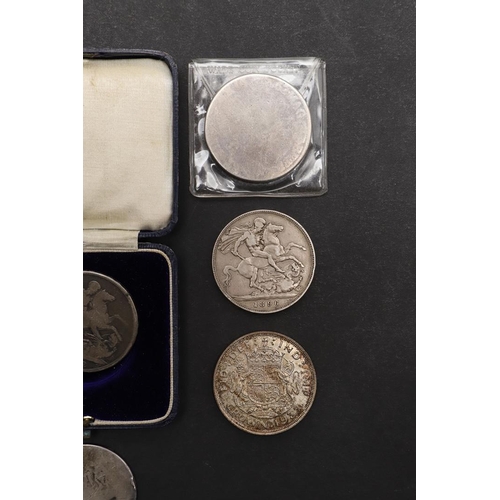 1764 - A COLLECTION OF CROWNS, CHARLES II AND LATER. A collection of Crowns: Charles II, George III, 1822, ... 