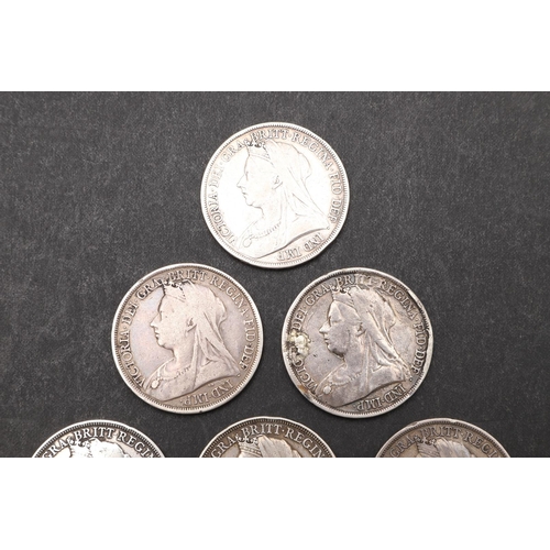 1776 - A COLLECTION OF SIX QUEEN VICTORIA CROWNS, 1893 AND 1896. Queen Victoria Crowns. Old veiled bust l, ... 