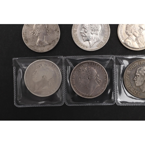 1782 - A MIXED COLLECTION OF COINS TO INCLUDE GEORGE IV CROWNS AND OTHERS. George IV Crowns for 1821 and 18... 