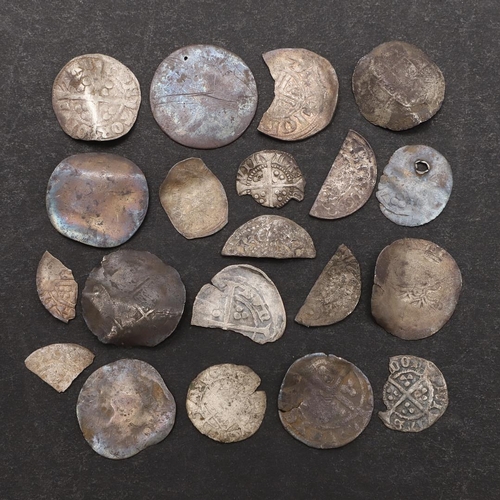 1791 - A COLLECTION OF SILVER HAMMERED CUT FRACTIONAL COINS. Three cut half pennies and a similar farthing ... 