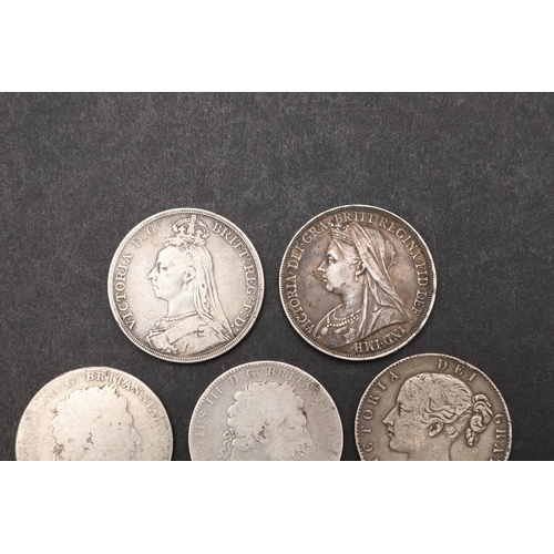 1794 - A SMALL COLLECTION OF CROWNS, GEORGE III AND LATER. Two George III Crowns, Queen Victoria Crowns You... 