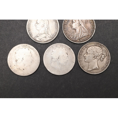 1794 - A SMALL COLLECTION OF CROWNS, GEORGE III AND LATER. Two George III Crowns, Queen Victoria Crowns You... 