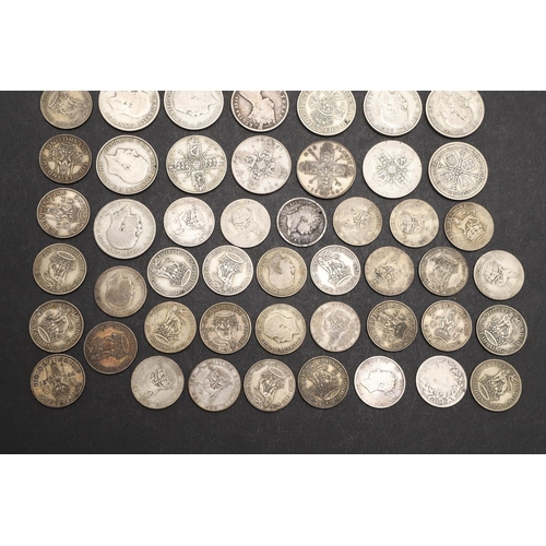 1796 - A COLLECTION OF SILVER AND PART-SILVER FLORINS AND SHILLINGS, 1849 AND LATER. Florins: 1849, 1920 (3... 