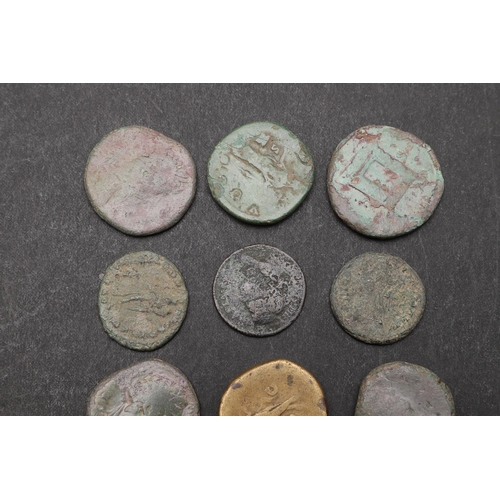 1797 - A COLLECTION OF TWELVE ROMAN COINS, LARGER DENOMINATIONS TO INCLUDE SESTERTIUS OF ANTONINUS PIUS. A ... 