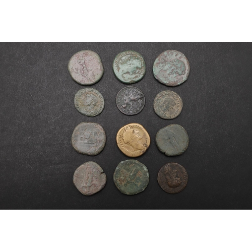 1797 - A COLLECTION OF TWELVE ROMAN COINS, LARGER DENOMINATIONS TO INCLUDE SESTERTIUS OF ANTONINUS PIUS. A ... 