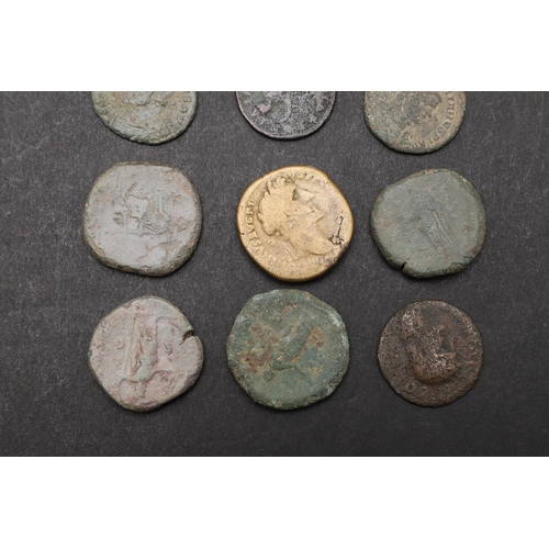 1797 - A COLLECTION OF TWELVE ROMAN COINS, LARGER DENOMINATIONS TO INCLUDE SESTERTIUS OF ANTONINUS PIUS. A ... 