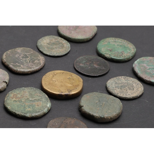 1797 - A COLLECTION OF TWELVE ROMAN COINS, LARGER DENOMINATIONS TO INCLUDE SESTERTIUS OF ANTONINUS PIUS. A ... 