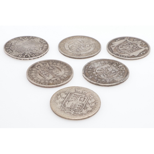 1801 - A QUEEN ANNE HALFCROWN, 1714, AND OTHER SILVER COINS. A Queen Anne Halfcrown, bare bust left, revers... 