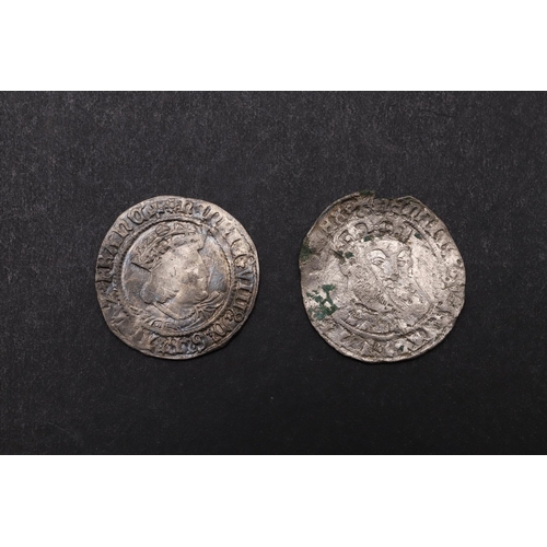 1812 - TWO HENRY VIII GROATS. Crowned Laker bust (D) r, Mintmark Rose for the Canterbury Mint, 1526-1544. A... 