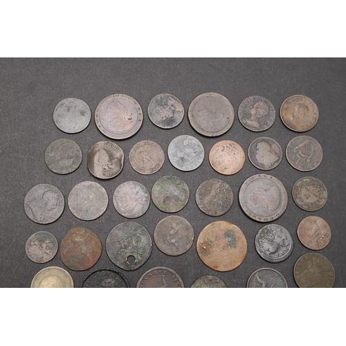 1817 - A COLLECTION OF 18TH CENTURY AND SIMILAR COPPER TO INCLUDE A GEORGE I FARTHING. Copper to include: P... 