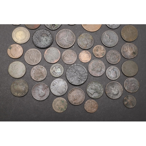 1817 - A COLLECTION OF 18TH CENTURY AND SIMILAR COPPER TO INCLUDE A GEORGE I FARTHING. Copper to include: P... 